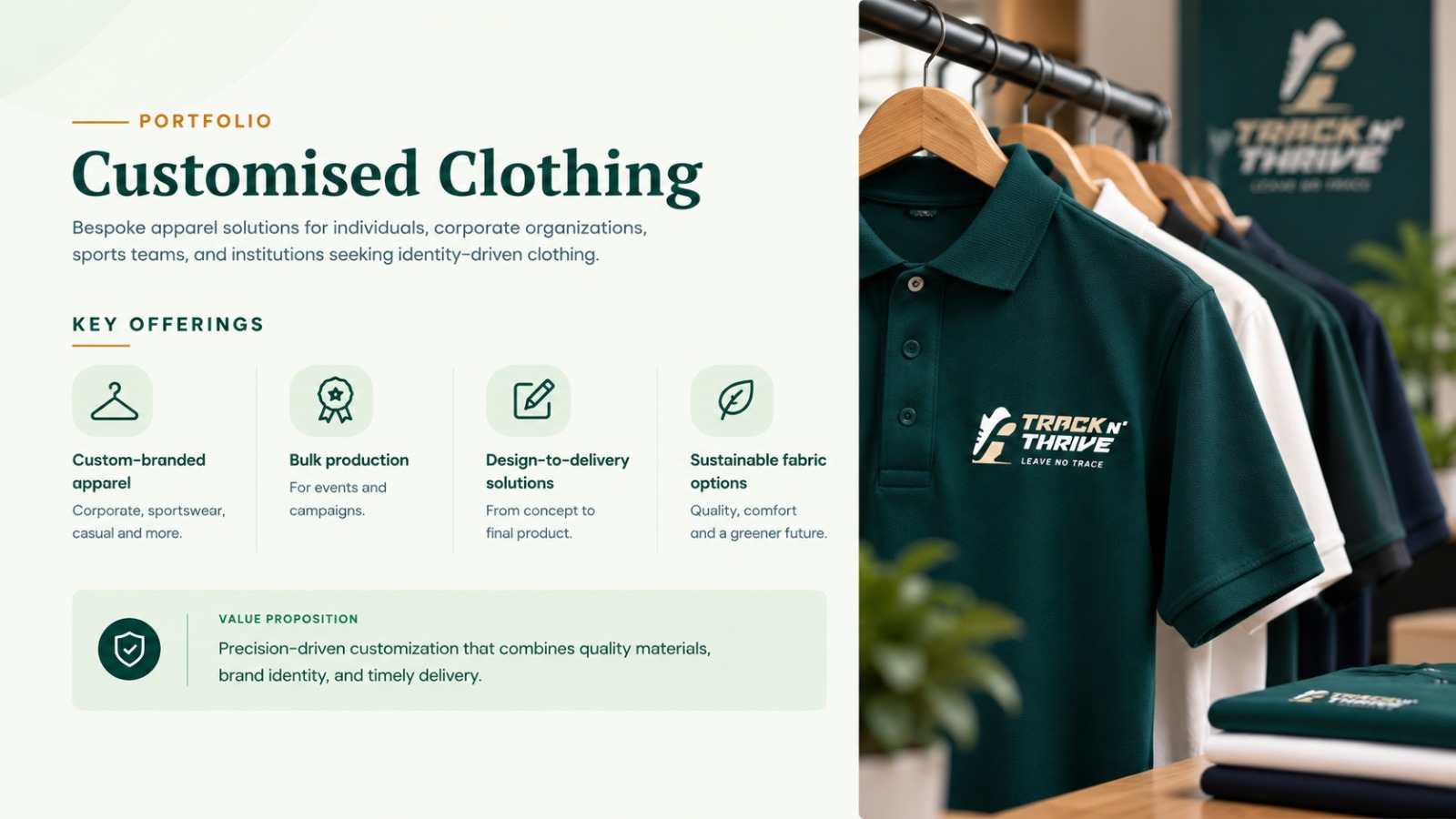 Kaynet Global Resources Customised Clothing portfolio